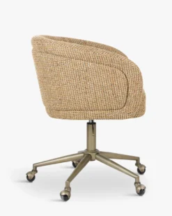 Chaise de bureau rotative, Tweed jaune miami & laiton Volta