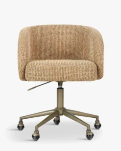 Chaise de bureau rotative, Tweed jaune miami & laiton Volta