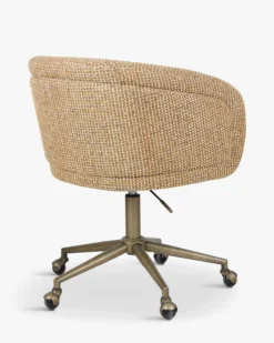 Chaise de bureau rotative, Tweed jaune miami & laiton Volta