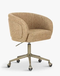 Chaise de bureau rotative, Tweed jaune miami & laiton Volta