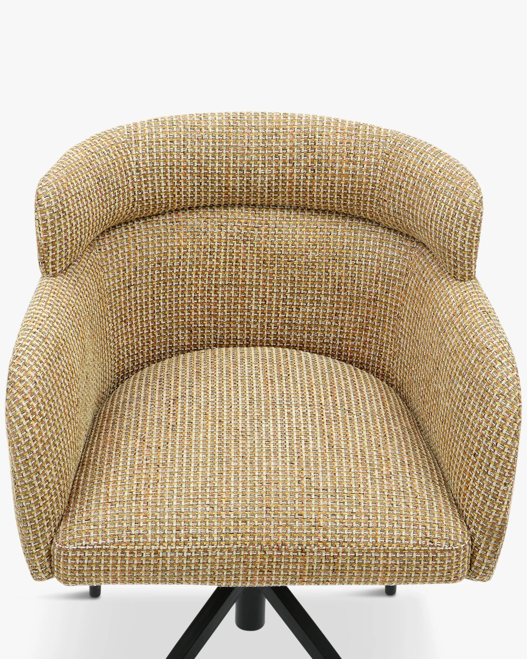 Chaise de bureau rotative, Tweed jaune miami & métal noir Baron