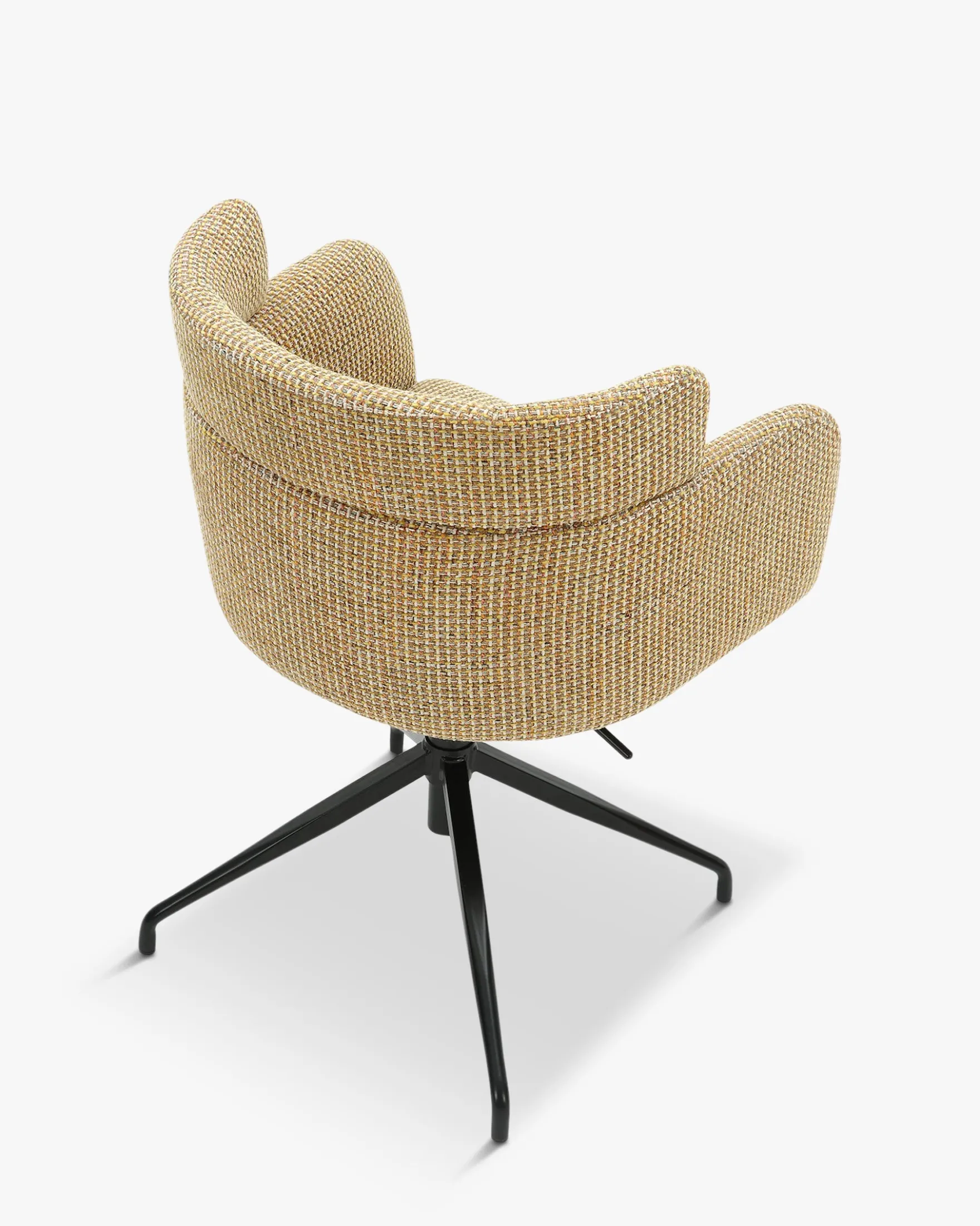 Chaise de bureau rotative, Tweed jaune miami & métal noir Baron
