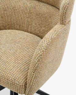 Chaise de bureau rotative, Tweed jaune miami & métal noir Baron