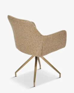 Chaise de bureau rotative, Tweed jaune miami & métal doré, 60x86 Kingscross