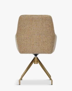 Chaise de bureau rotative, Tweed jaune miami & métal doré, 60x86 Kingscross