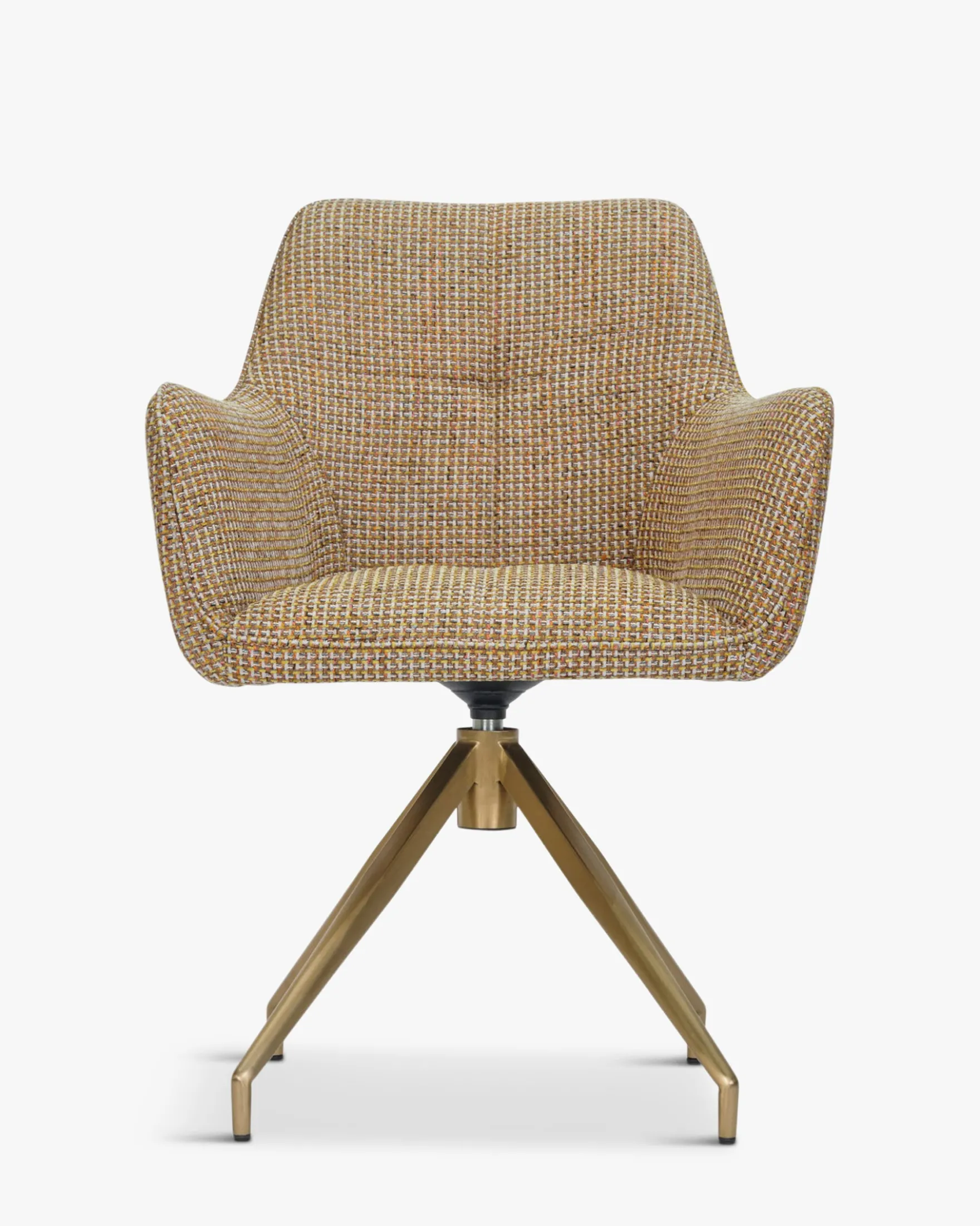 Chaise de bureau rotative, Tweed jaune miami & métal doré, 60x86 Kingscross