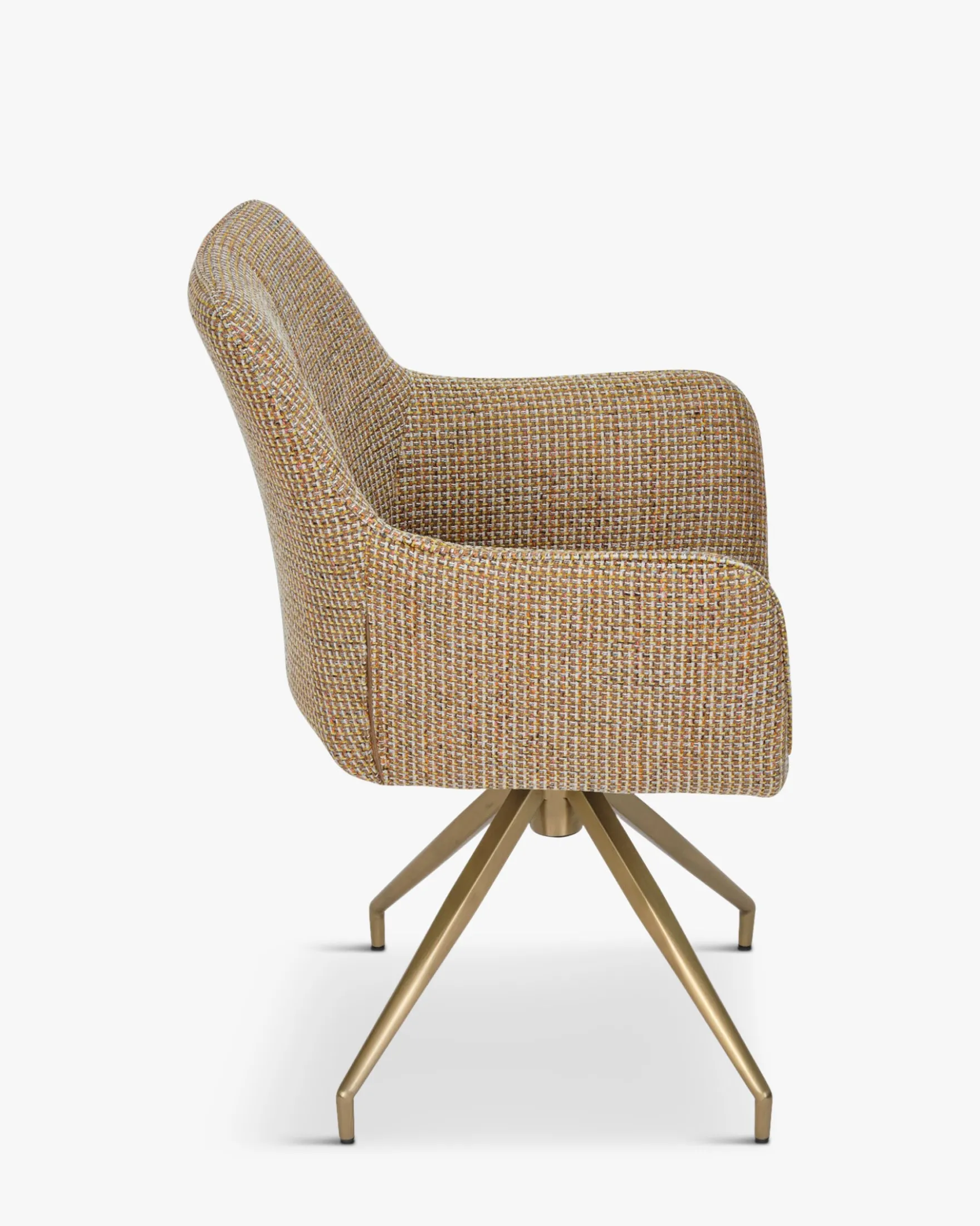 Chaise de bureau rotative, Tweed jaune miami & métal doré, 60x86 Kingscross