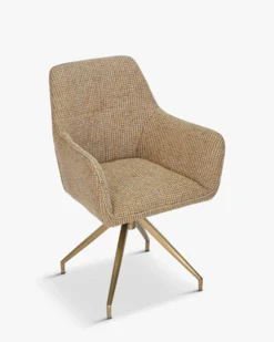 Chaise de bureau rotative, Tweed jaune miami & métal doré, 60x86 Kingscross