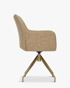 Chaise de bureau rotative, Tweed jaune miami & métal doré, 60x86 Kingscross