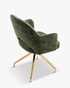 Chaise de bureau rotative, Tweed vert & métal doré, 60x86 Luthor
