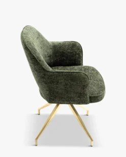 Chaise de bureau rotative, Tweed vert & métal doré, 60x86 Luthor