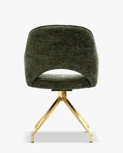Chaise de bureau rotative, Tweed vert & métal doré, 60x86 Luthor