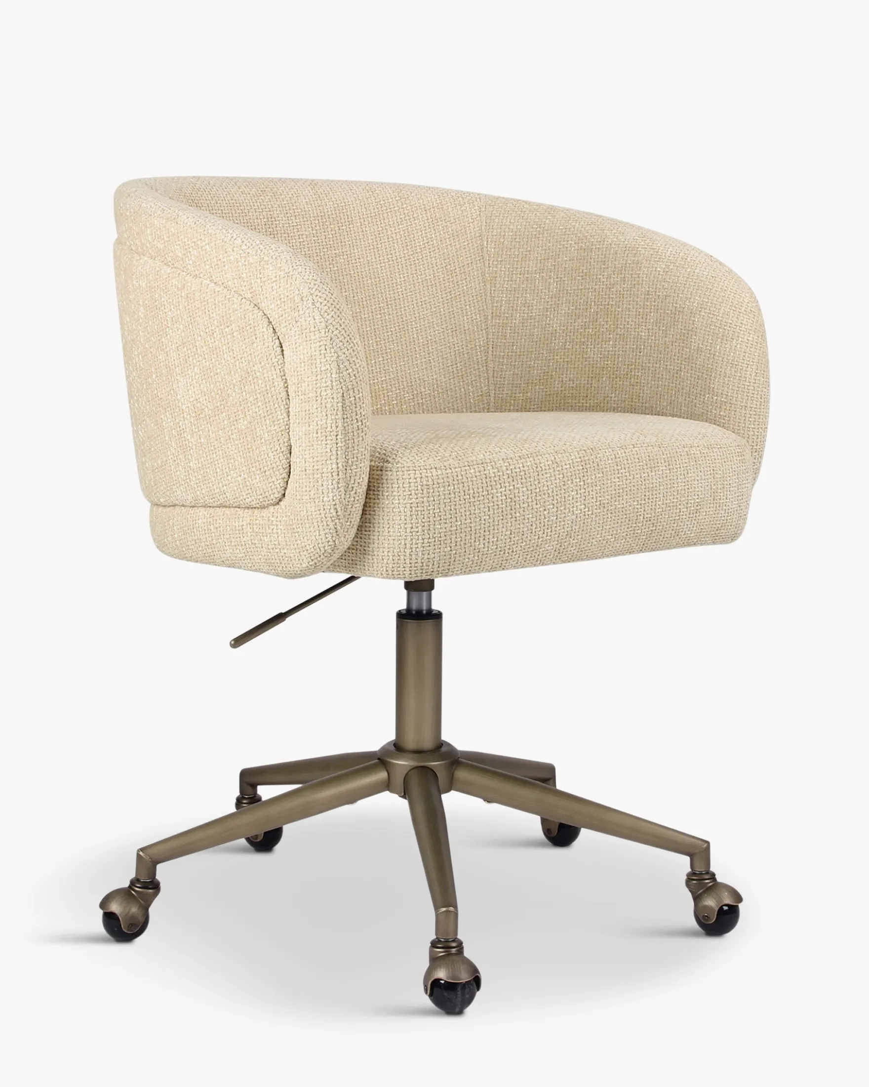 Chaise de bureau rotative, Tweed sable & métal laiton Volta