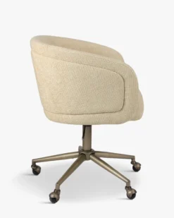 Chaise de bureau rotative, Tweed sable & métal laiton Volta