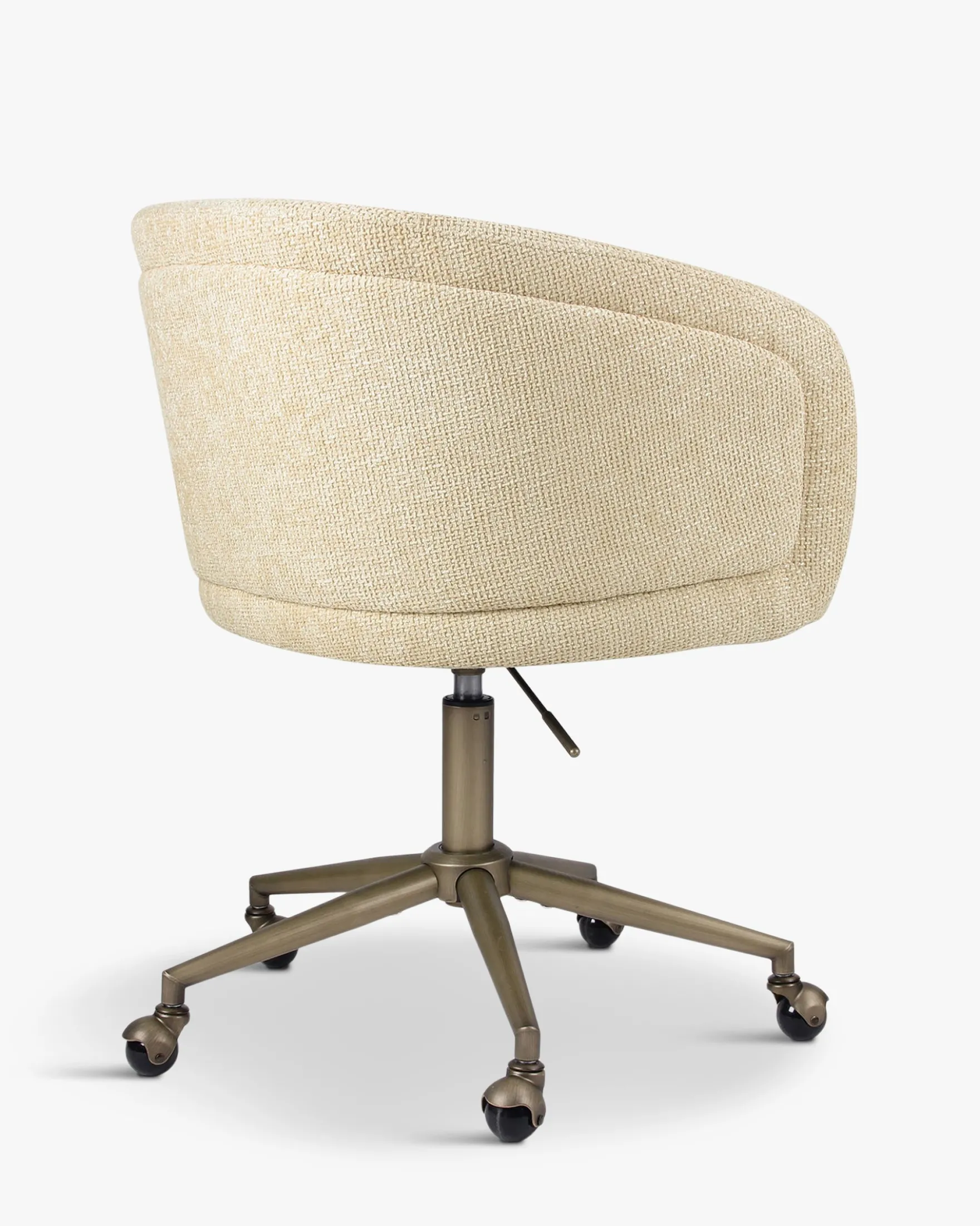 Chaise de bureau rotative, Tweed sable & métal laiton Volta