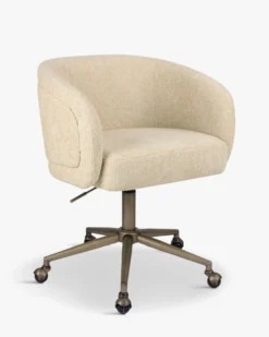 Chaise de bureau rotative, Tweed sable & métal laiton Volta
