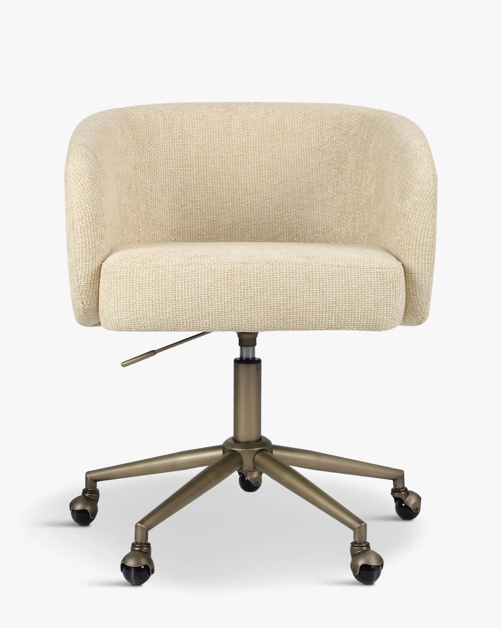 Chaise de bureau rotative, Tweed sable & métal laiton Volta