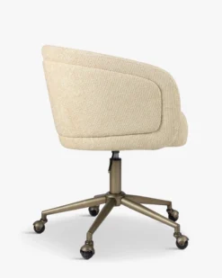 Chaise de bureau rotative, Tweed sable & métal laiton Volta