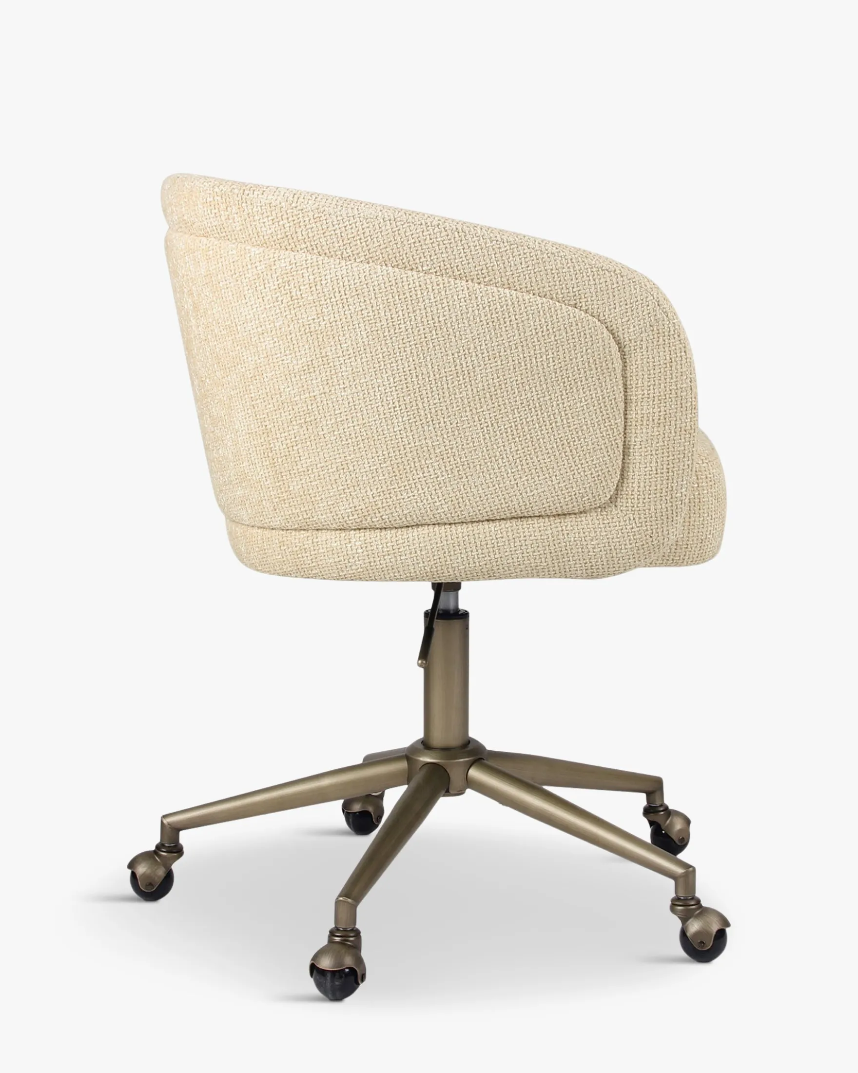 Chaise de bureau rotative, Tweed sable & métal laiton Volta