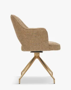 Chaise de bureau rotative, Tweed jaune miami & métal doré Luthor