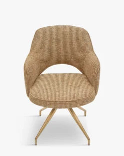 Chaise de bureau rotative, Tweed jaune miami & métal doré Luthor