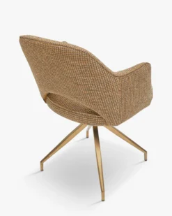 Chaise de bureau rotative, Tweed jaune miami & métal doré Luthor
