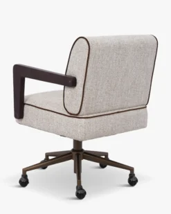 Chaise de bureau rotative, Tweed écru meringue & Bois teinté noyer Elva
