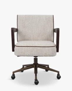 Chaise de bureau rotative, Tweed écru meringue & Bois teinté noyer Elva