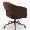 Chaise de bureau rotative, Velours marron intense & Bronze Mailen