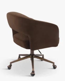 Chaise de bureau rotative, Velours marron intense & Bronze Mailen