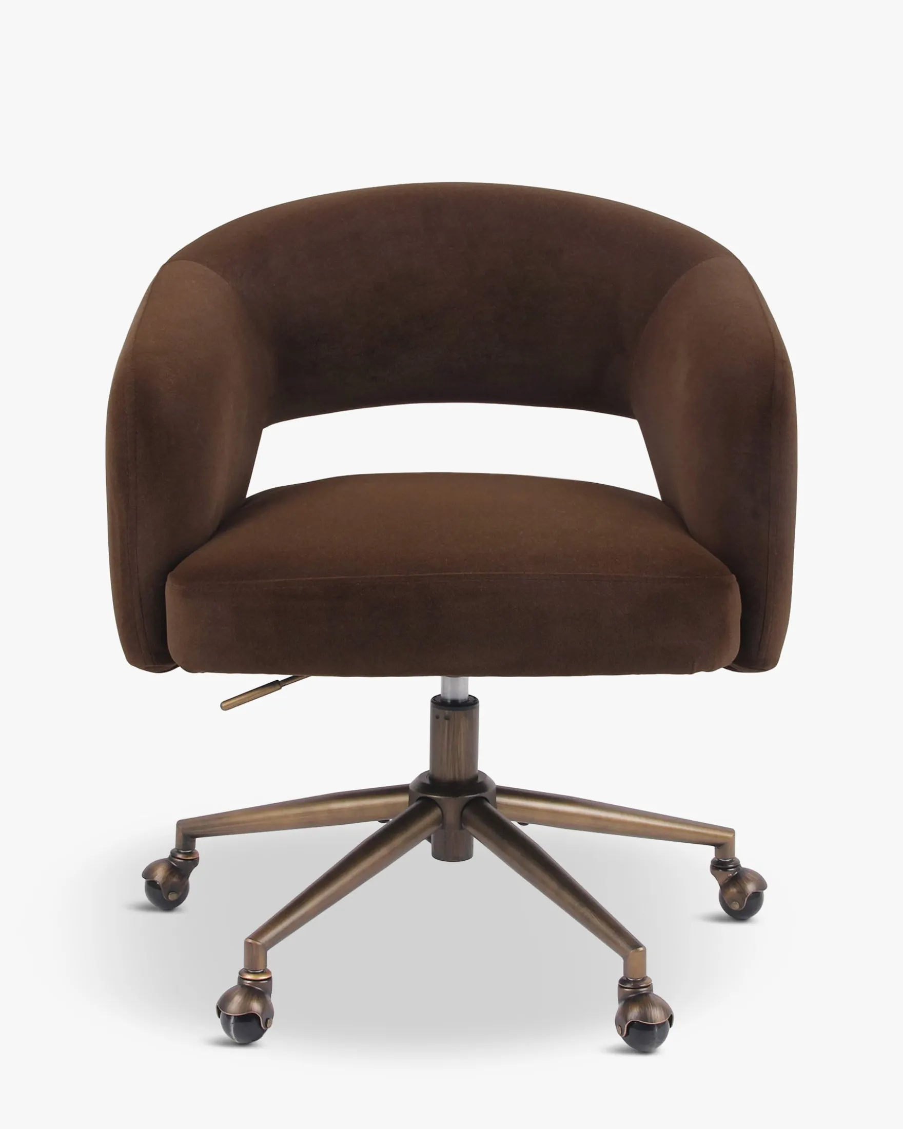 Chaise de bureau rotative, Velours marron intense & Bronze Mailen