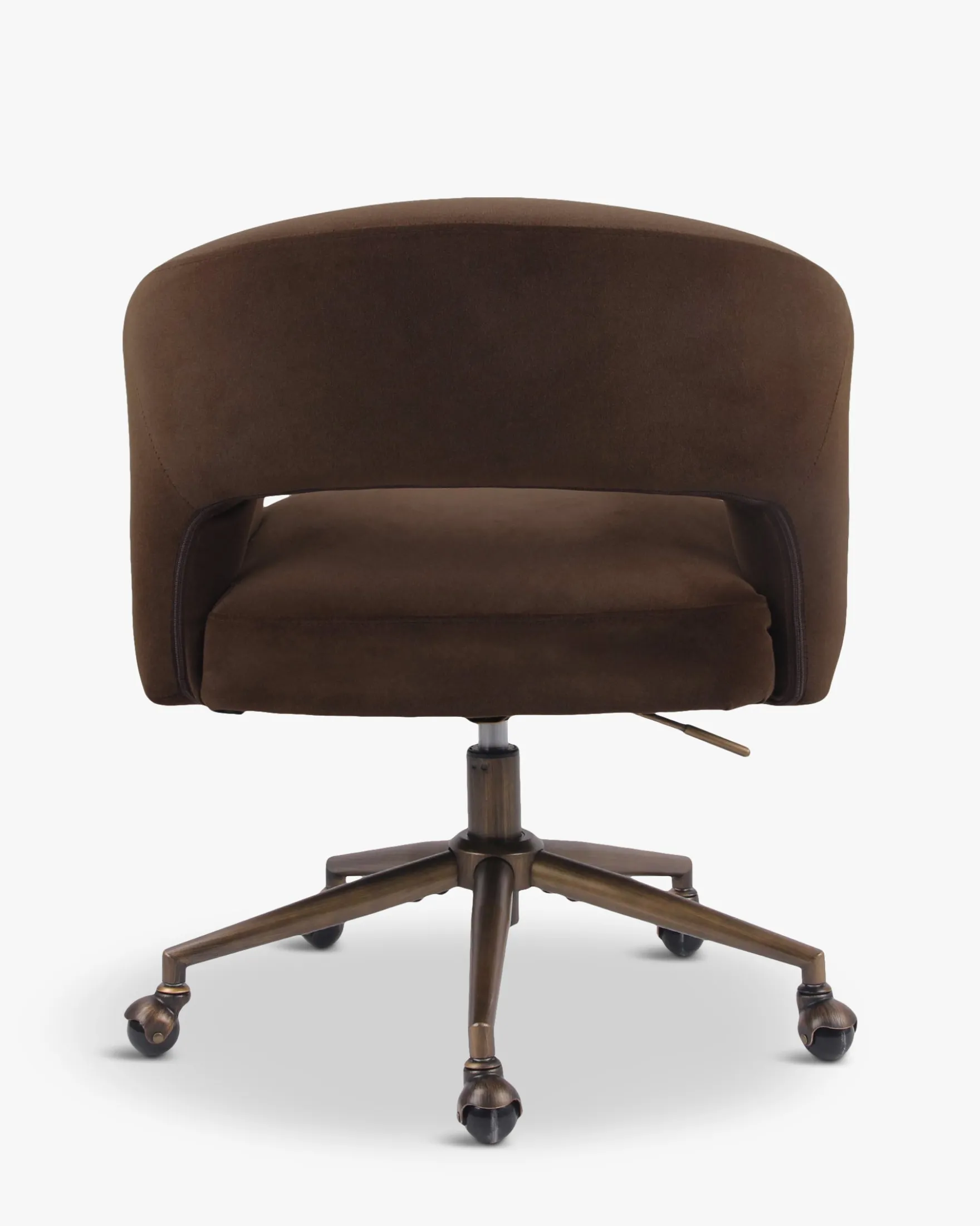 Chaise de bureau rotative, Velours marron intense & Bronze Mailen