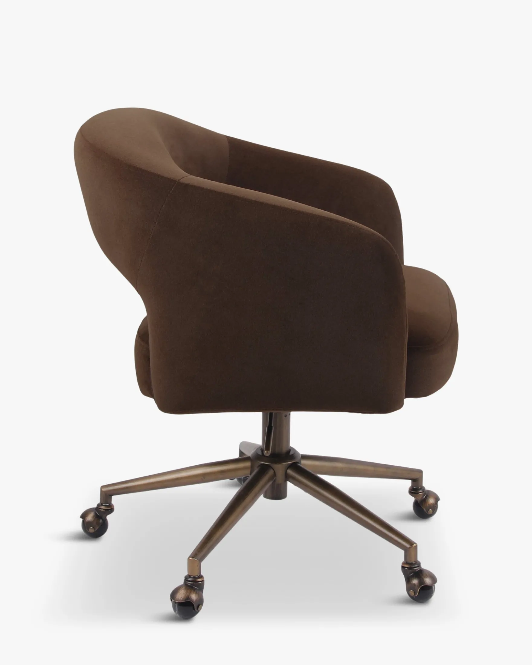 Chaise de bureau rotative, Velours marron intense & Bronze Mailen