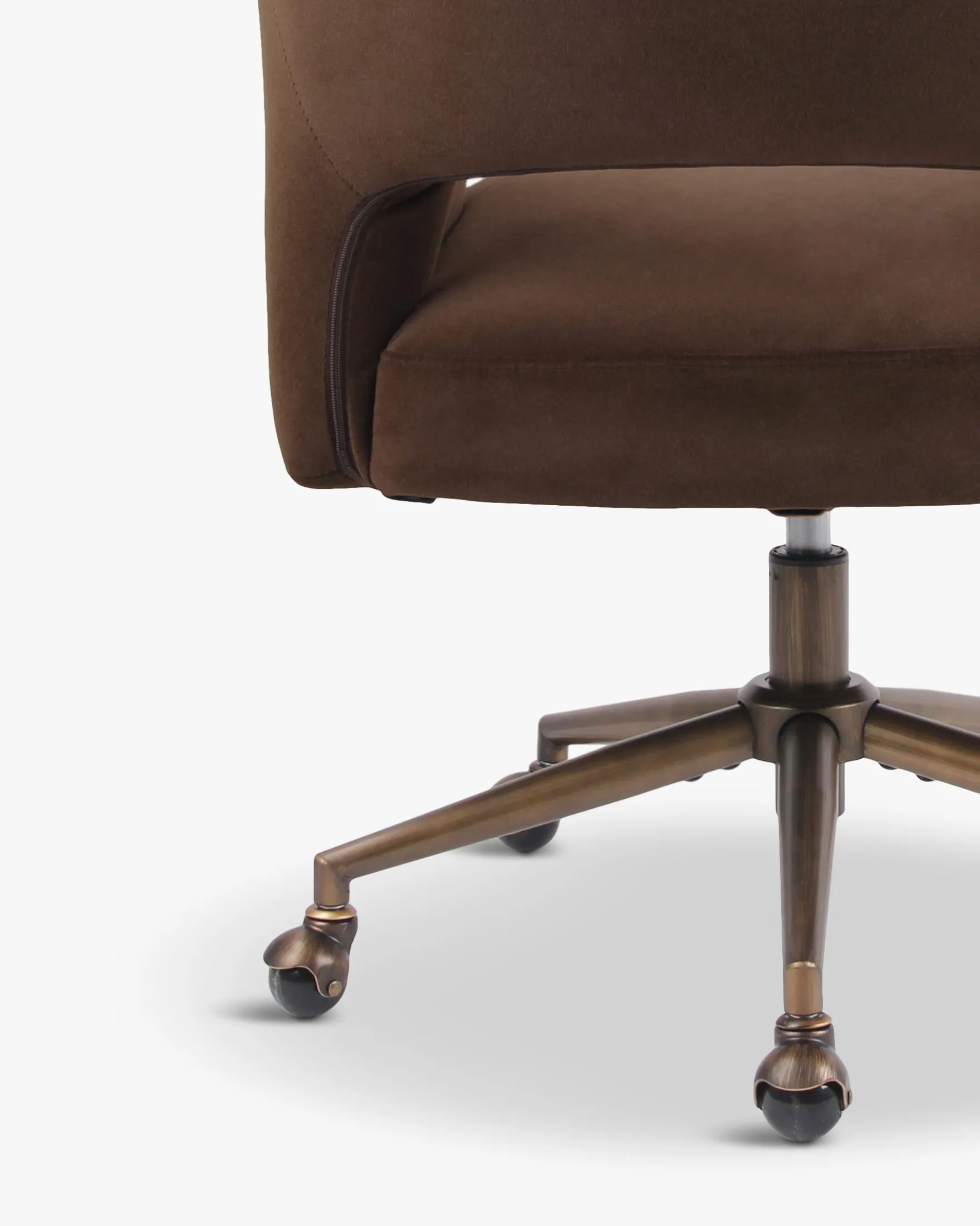 Chaise de bureau rotative, Velours marron intense & Bronze Mailen