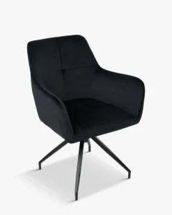Chaise de bureau rotative, Velours nuit noire & métal noir, 60x86 Kingscross