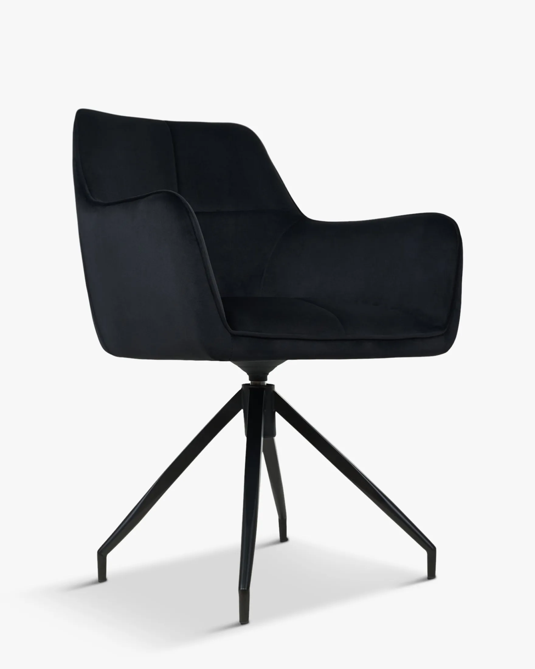 Chaise de bureau rotative, Velours nuit noire & métal noir, 60x86 Kingscross