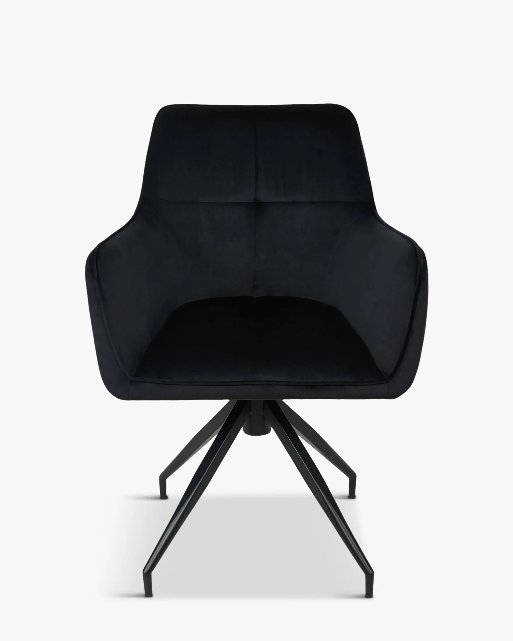 Chaise de bureau rotative, Velours nuit noire & métal noir, 60x86 Kingscross