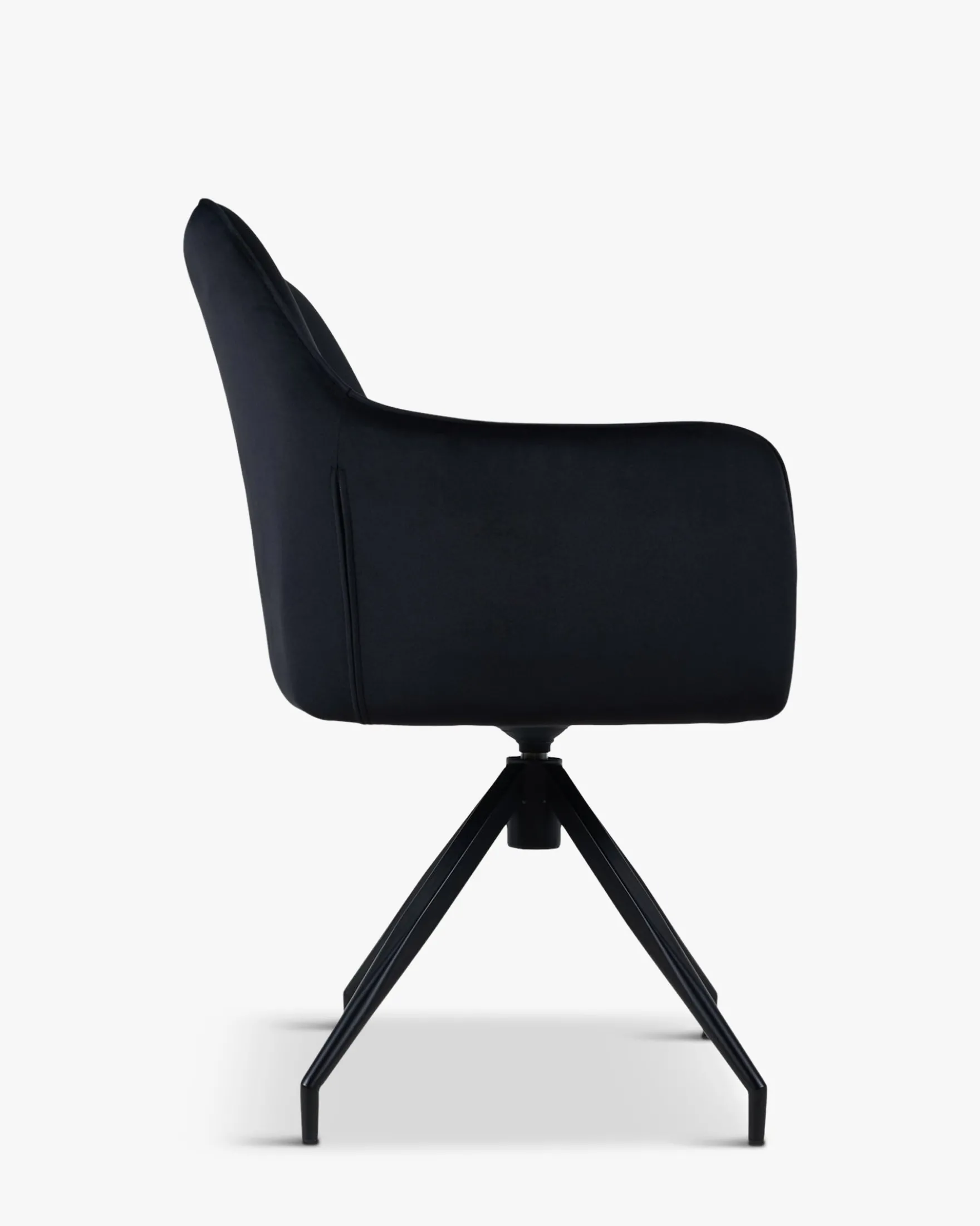 Chaise de bureau rotative, Velours nuit noire & métal noir, 60x86 Kingscross
