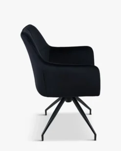 Chaise de bureau rotative, Velours nuit noire & métal noir, 60x86 Kingscross