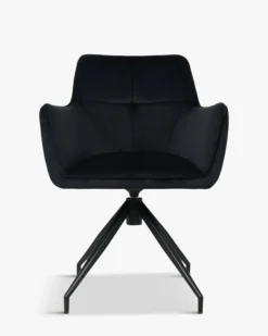 Chaise de bureau rotative, Velours nuit noire & métal noir, 60x86 Kingscross