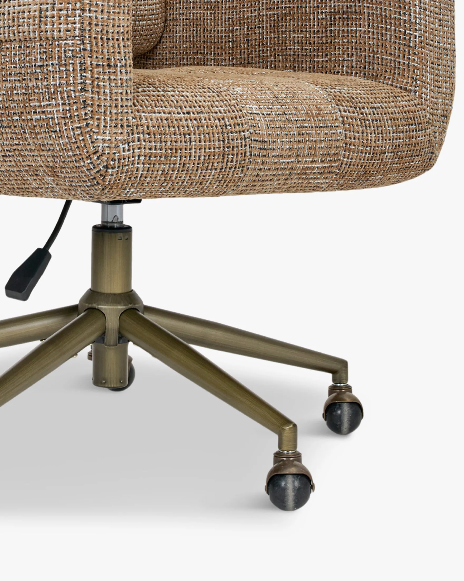 Chaise de bureau, Tweed marron caramel & métal doré Valeria