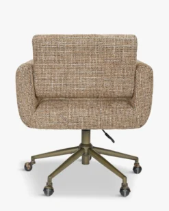 Chaise de bureau, Tweed marron caramel & métal doré Valeria