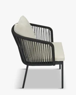 Chaise de jardin, Assise blanc écru, cordage & métal noir Santa Monica