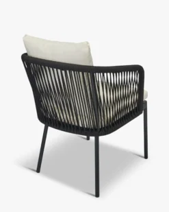 Chaise de jardin, Assise blanc écru, cordage & métal noir Santa Monica