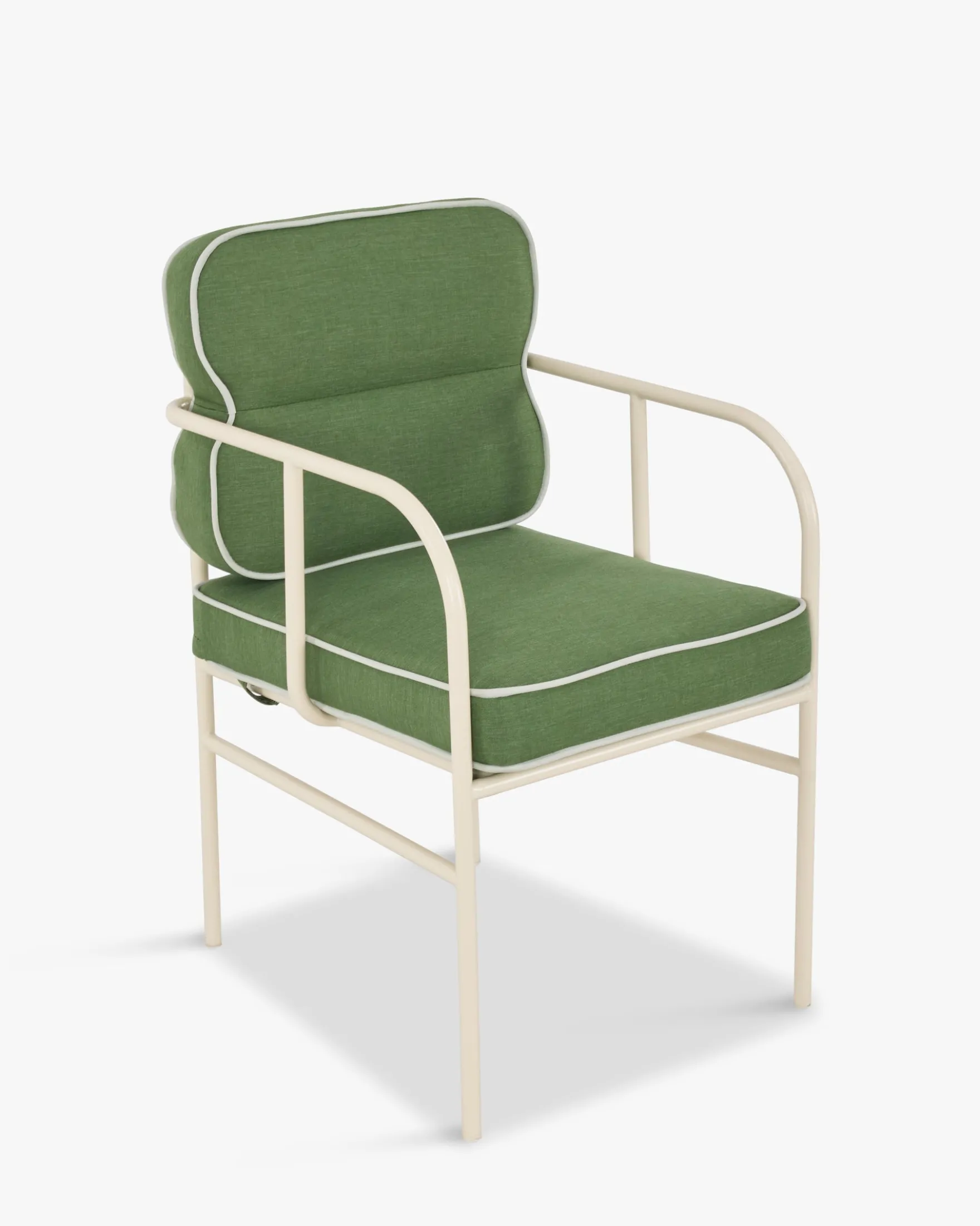 Chaise de jardin avec accoudoirs, Vert prairie & métal beige Maddalena