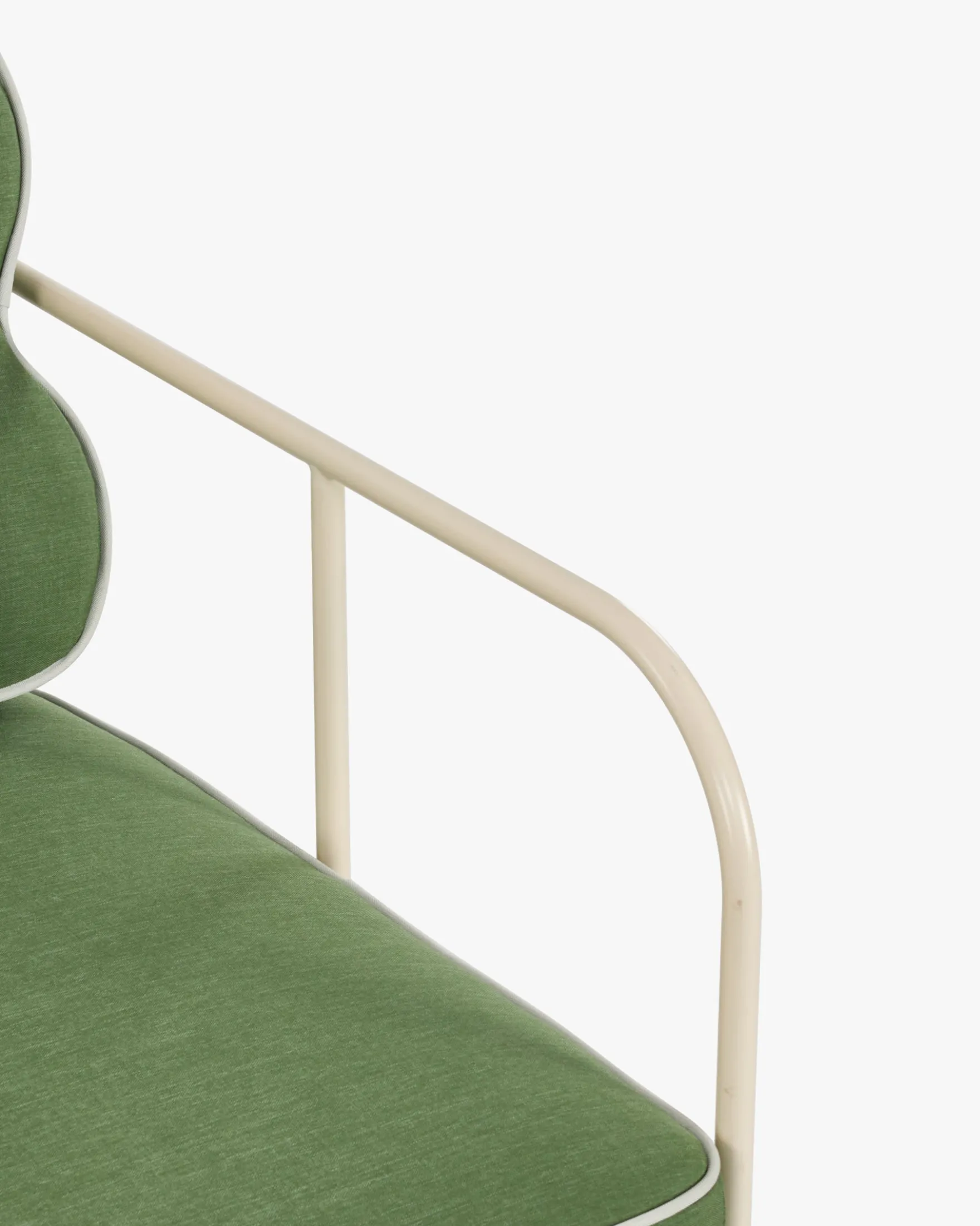 Chaise de jardin avec accoudoirs, Vert prairie & métal beige Maddalena