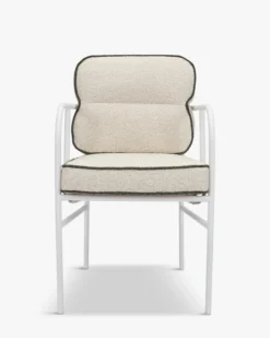 Chaise de jardin avec accoudoirs, Beige bouclé, vert sauge & métal blanc Maddalena