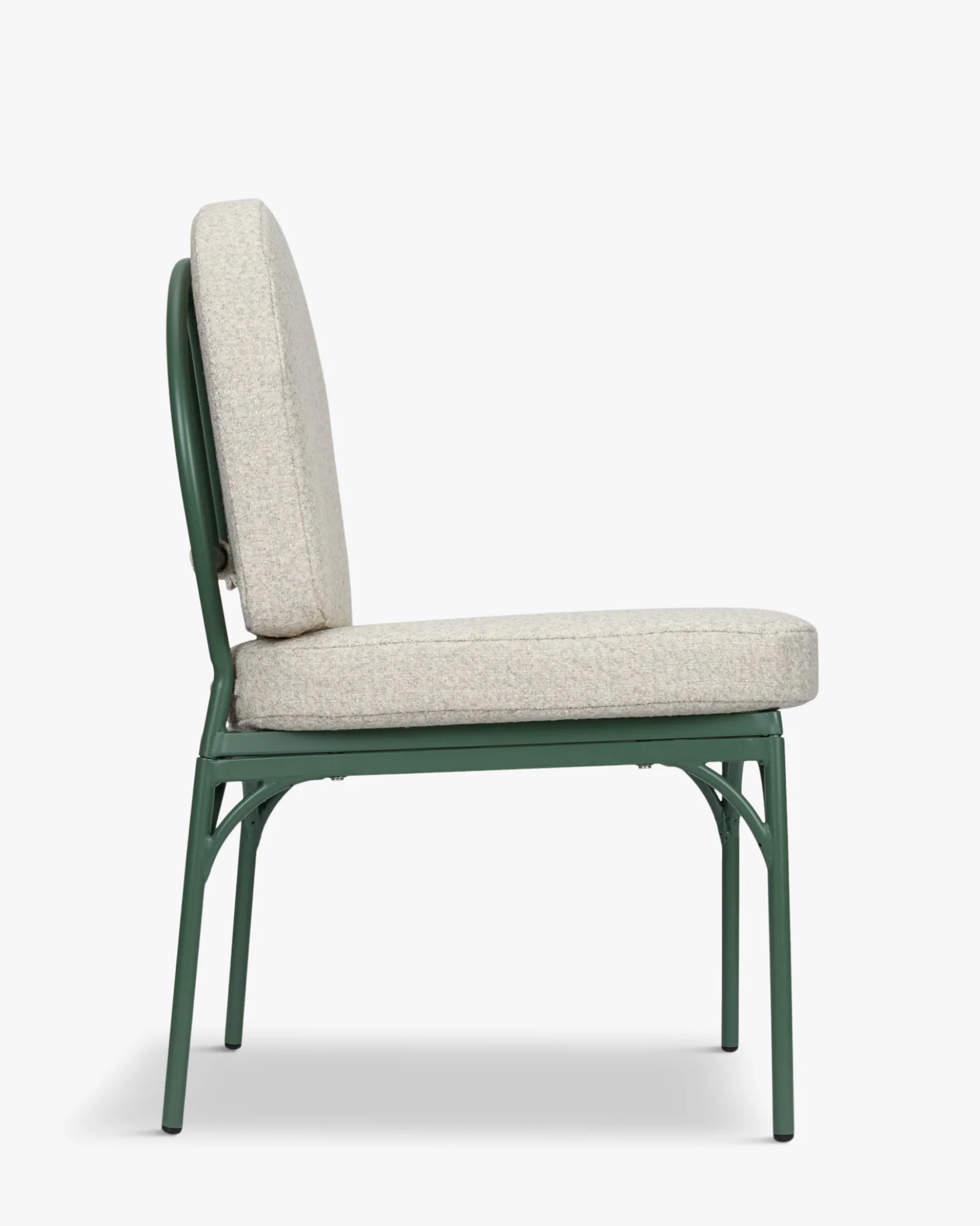 Chaise de jardin, Beige bouclé & métal vert eucalyptus Bonifacio