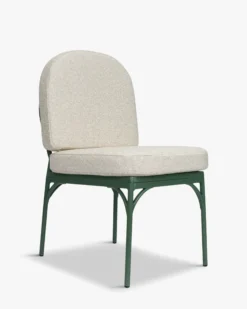 Chaise de jardin, Beige bouclé & métal vert eucalyptus Bonifacio
