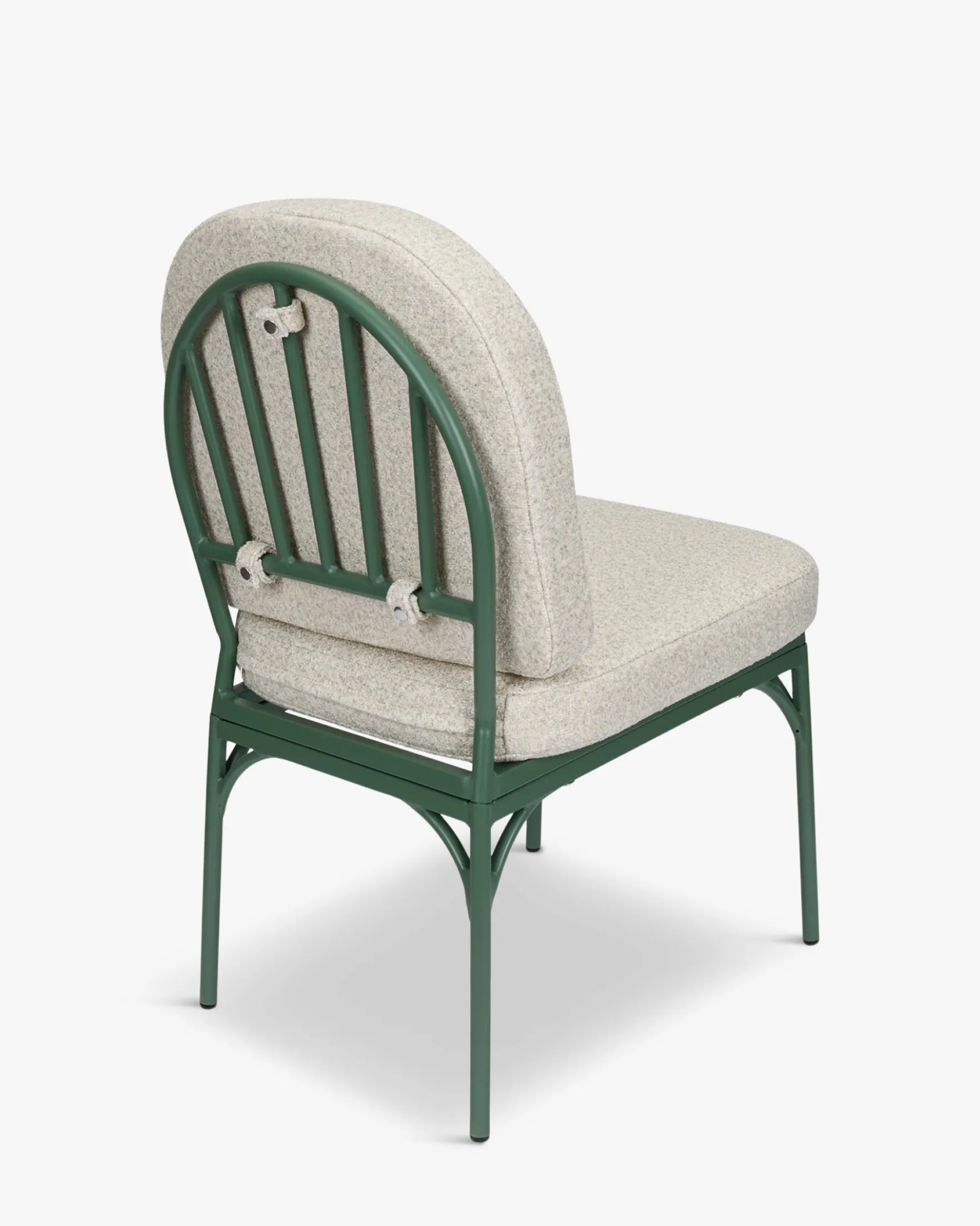 Chaise de jardin, Beige bouclé & métal vert eucalyptus Bonifacio